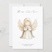 Minimalist Angel Script Merry Christmas Holiday Card