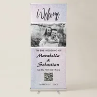 *~* Ombre Glitter Blue Peach QR Wedding Welcome  Retractable Banner