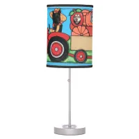 Black German Shepherd Driving Tractor Train, ZKA Table Lamp