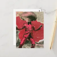 A beautiful retro dancing mushroom postcard