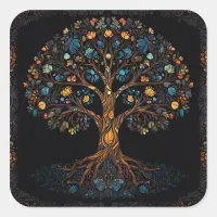 The Enchanted Mosaic Tree Square Sticker