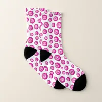 Bingo Balls Fun Pink White Lotto Socks