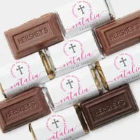 Pink Baptism Christening Naming Cross Glitter Hershey's Miniatures