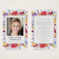 Succulents Photo Funeral Memorial Prayer Card