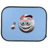 Funny Cartoon Baseball with Bat Car Mat