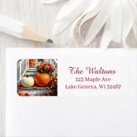 Autumn Blessings | Mums, Pumpkins and Fall Leaves Label