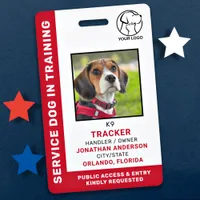 Service Dog In Training ID Custom Logo Photo Badge