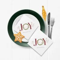 Elegant Christmas Joy to the World Wreath Napkins