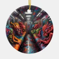 Train full of Demons and lost Souls Ceramic Ornament