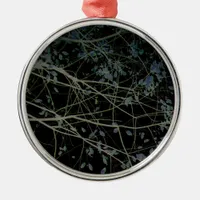 Blue Leaves on Black Metal Ornament