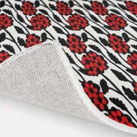 Red, Black and White Floral Rug