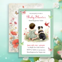 A Baby Girl and her Puppy Baby Shower Invitation