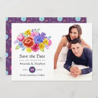 Colorful Floral Mexican Fiesta Wedding Photo Save The Date