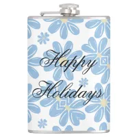 Blue Floral Pattern - Personalized Flask