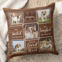 Rustic Wood Dog Memorial Keepsake 5 Photo Collage Throw Pillow