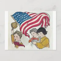 American Flag and Children Postcard