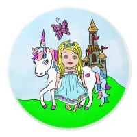 Purple Princess and Unicorn Ceramic Knob