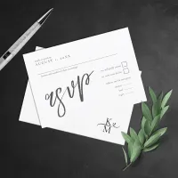 Love Calligraphy Wedding B&W ID940 RSVP Card