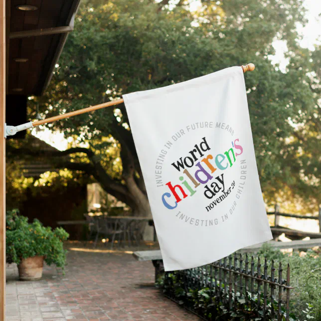 Colorful Happy World Children's Day  House Flag