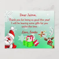 Christmas Postcard from Santa to a child