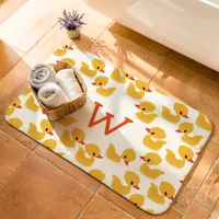 Cute Yellow Rubber Duckies Monogram  Bath Mat