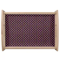 Faux Gold Crowns Purple Black Stripes Mardi Gras Serving Tray