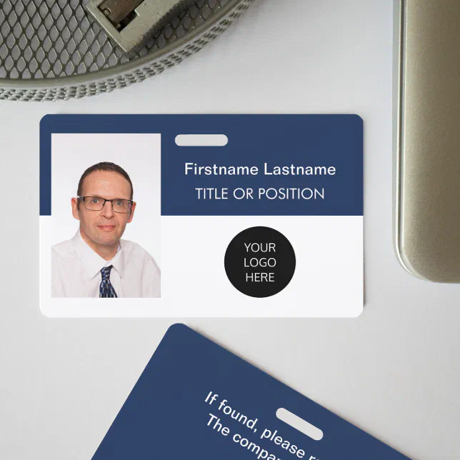 Corporate Dark Blue Photo ID Name Badge