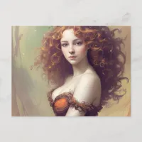 Woman with Curly Hair Postcard
