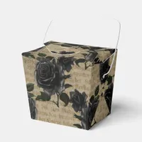 Antique Gothic Black Roses and Calligraphy Favor Boxes