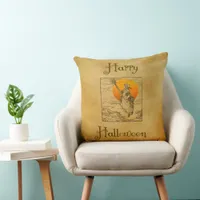 Vintage Halloween Witch Throw Pillow