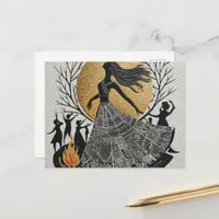 Pagan Dancing Women Gold Moon Postcard