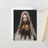 Beautiful Red Haired Woman With a Gold Skull Postcard