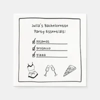 Pajamas & Prosecco Handwritten Bachelorette Party  Napkins