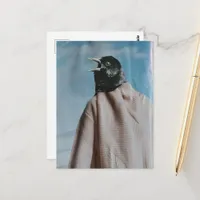 Surreal Blackbird Collage Postcard
