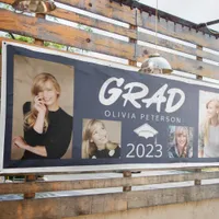 Grad Modern Typography Photo Collage Class of 2023 Banner