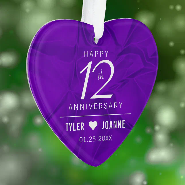 Elegant 12th Silk Wedding Anniversary Ornament