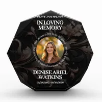 Elegant Floral Marble Memorial Remembrance Photo Block