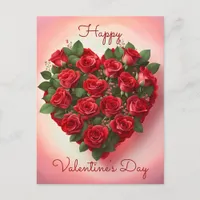 Heart Made of Romantic Red Roses Valentine's Day Postcard