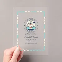 Preppy Pool Club Tinis & Bikinis Bachelorette Acrylic Invitations