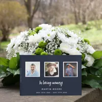 Memorial funeral loving memory blue photo collage guest book