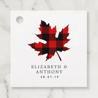 Buffalo Plaid Canadian Maple Leaf Favor Tags