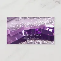 *~* Agate Lavender Purple Gold Glitter AP66 QR Business Card