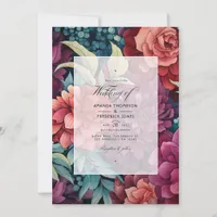 Merlot and Sage Floral Winter Wedding Invitation