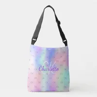 Holographic custom monogram pink purple crossbody bag