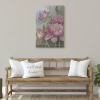 Ellis Rowan Pink Water Lily Vintage Flowers Faux Canvas Print