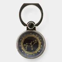 Dark Zodiac Astrology: Leo Black & Gold Phone Ring Stand