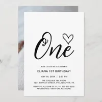 Modern Minimal Boho 1st Birthday photo Invitation