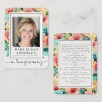 Floral Funeral Memorial Photo Prayer Card