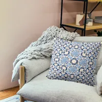Moroccan Elegant Damask Classic Blue And White Outdoor Pillow