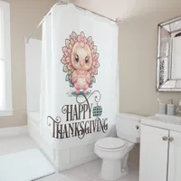 Cute Thanksgiving Turkey Shower Curtain